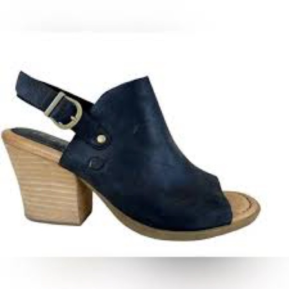 Born Moraine black leather open-toe slingback sandals